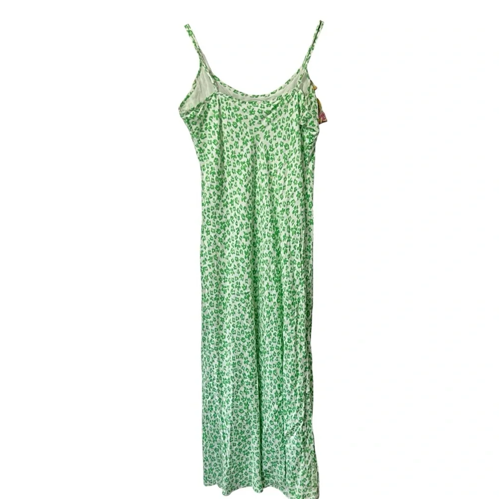 RIXO Target Green Leopard Print Ruffle Romantic Boho Midi Slip Dress Size M